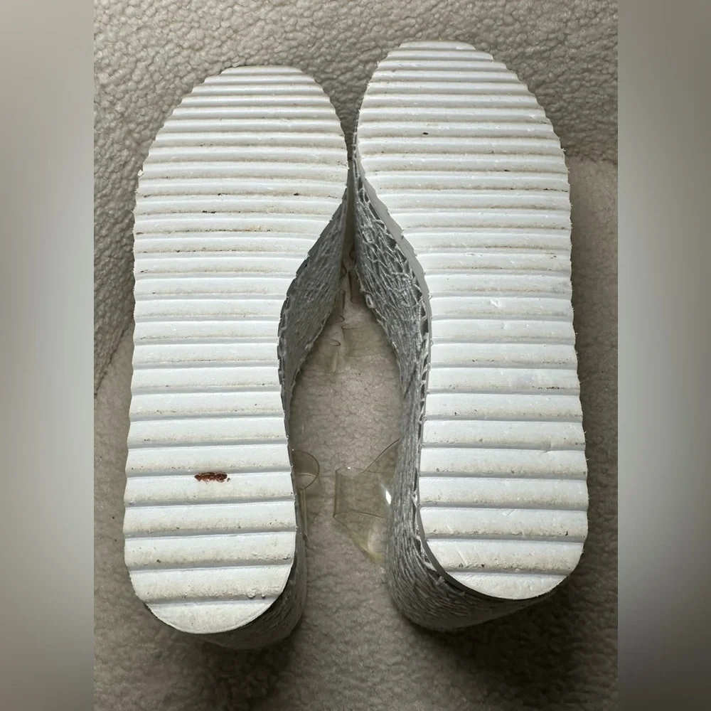 Lemon Drop‎ by Privileged Dolls Kill platform sandals silver white clear 7.5 8